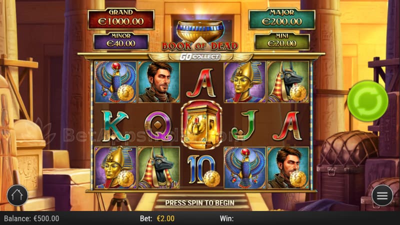 Book of Dead Egyptian themed slot reels