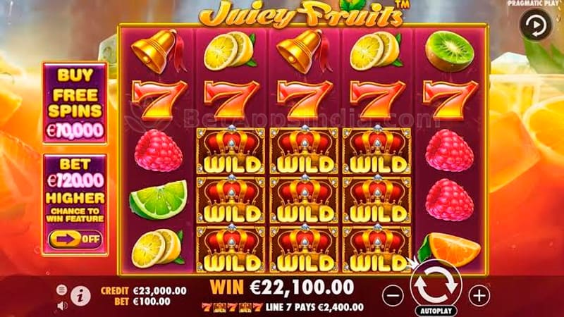 Juicy Fruits free spins round in progress