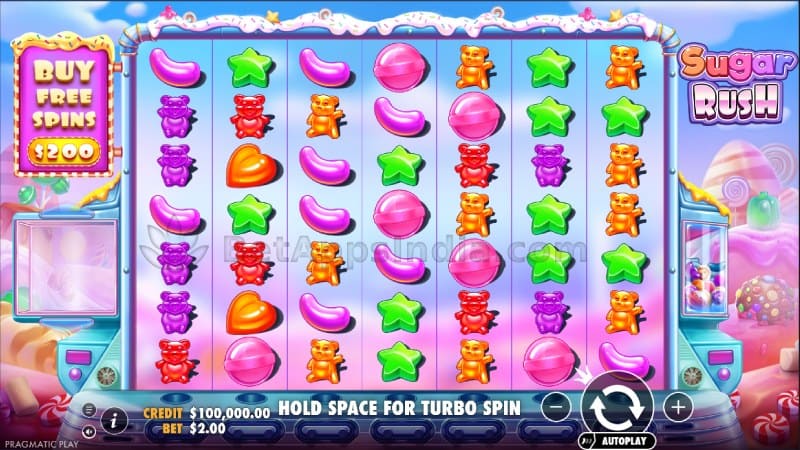Sugar Rush slot with multiplier tiles under the grid