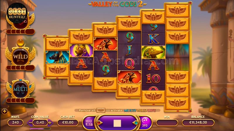 Valley of the Gods 2 starting grid in the 1-2-3-4-5-2 inverted pyramid shape
