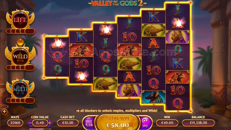 Valley of the Gods 2 with the grid expanded and the bonus counters active